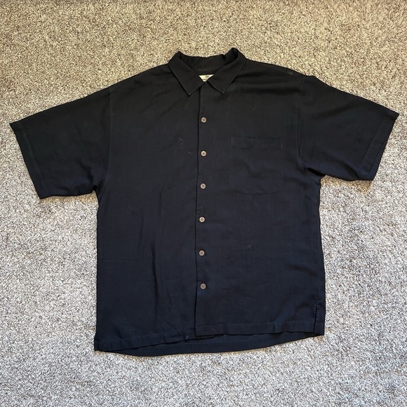 Tommy Bahama Other - Tommy Bahama Silk Button Up Shirt Men's Large Black Golf "Birdie Watching"